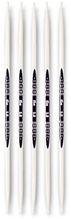 PRYM double-point Ergonomische Stricknadeln/Nadeln, High-Performance-Kunststoff, Mehrfarbig, 5 mm, 20 cm Länge, Set von 5, Alabasterweiß