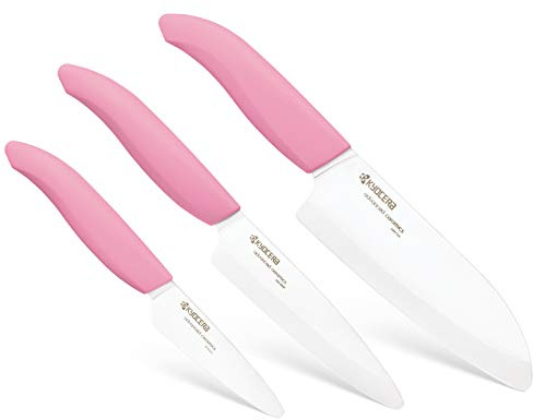 Kyocera FK-3PC-SE Advanced ceramic Revolution Series Knife Set, Blade Sizes: 5.5, 4.5, 3, Pink, 3Piece