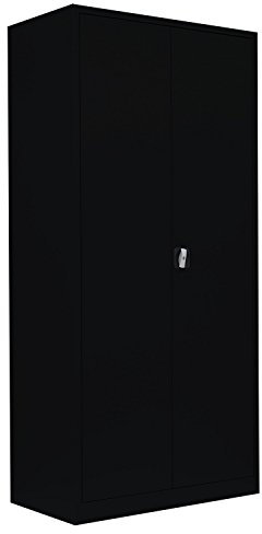 Flügeltürenschrank komplett montiert Metallschrank abschließbar 195x92,5x50cm (HxBxT) schwarz Lagerschrank Aktenschrank Büroschrank Werkzeugschrank 530359