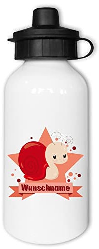 Samunshi® Kinder-Trinkflasche mit süßer Schnecke und Namen als Motiv für Schule Sport Freizeit personalisierbar Süße Schnecke