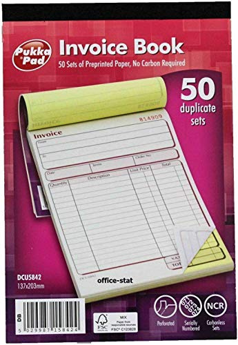 Pukka Pad fakturabok duplicerat block 50 uppsättningar NCR självsäker 137 x 203 mm DCU5842