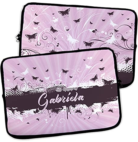 Housse pour Ordinateur Portable et Tablette. Personnalisé avec Nom. Housse 13 Pouces. Néoprène. Pochette Sacoche pour Chromebook Ultrabook Netbook Tablette. Mariposas