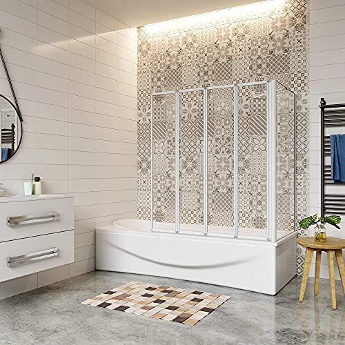 Sopravasca 100x140cm Angolare 4 Pieghevoli Vetro 4mm Laterale 70cm 6mm | Trasparente, Vetro Temperato, Argento, Opaco