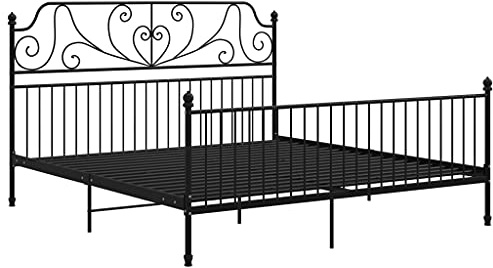 vidaXL Bettgestell Metallbett Schlafzimmer Bett Doppelbett Schlafzimmermöbel Bettrahmen Lattenrost Pulverbeschichtetes Metall Schwarz 180x200cm