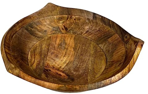 Large 29cm Hand-Carved Mango Wood Bowl – Natural Grain, Decorative Fruit/Storage Bowl, Unique Design, Premium Quality for Any Kitchen