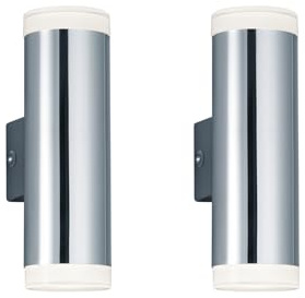 meineWunschleuchte 2er Set Badezimmer Wandleuchten Up & Down in Silber Chrom, Höhe 16cm