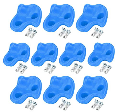 Alvinlite Kinder-Klettergriffe mit Sicherheits-Felsstopfen zum Schutz der kleinen Finger – 10er-Pack – inklusive Hardware für die Installation(Blau) Bogenschießbogen