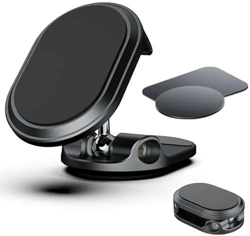 Mini Power Handyhalterung Auto Magnet (Top.1 von Magnetkraft & Fällt Nie ab) 360° Verstellbar magnetische Handy Halterung fürs Auto, Universal KFZ Handyhalter für Alle Smartphones (Schwarz)