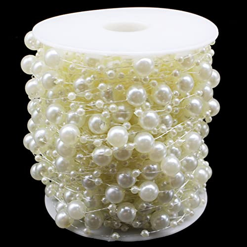 Rydowenna 99 Feet Christmas Tree Beaded Garland Strand 3-8mm Artificial Pearls String Beads Chain for DIY Crafts, Wedding, and Party Decoration