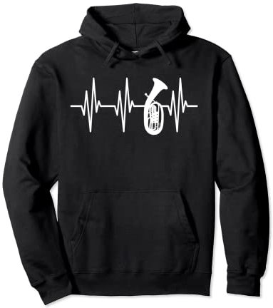 Herzschlag Herzfrequenz Herzlinie Tenorhorn Horn Flügelhorn Pullover Hoodie