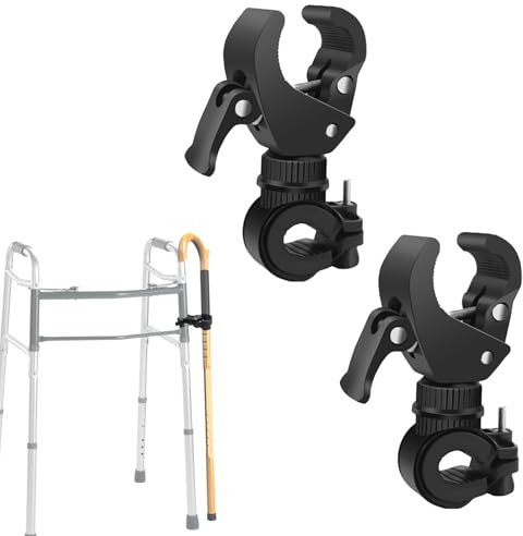 LODMOD Upgrade Cane Halter für Drive Rollator, Walker, Rollstuhl und Universal Krücken Stick Bracket Zubehör, 1.3 MAX ID, 2 Pcs