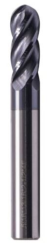 High Performance Ball Nose Solid Carbide End Mill - AlTiN Coated, 30 Degree Helix, 4 Flute, 5/16 Cutting Diameter, 5/16 Shank Diameter, 13/16 Length of Cut, 2-1/2 Overall Length