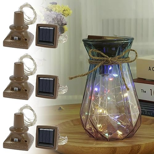 6Pcs Solar Bottle Light 300mAh Solar Powered Cork Lights 20LEDs 2M Wine Bottle Stopper Copper Wire String Light DIY Fairy Light for Party Birthday Indoor Outdoor Decoration(color light)
