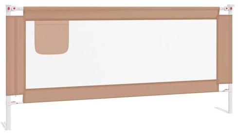 vidaXL Kleinkind Bettschutzgitter Bettgitter Kinderbettgitter Babybettgitter Gitter Kinderbett Babybett Rausfallschutz Taupe 200x25cm Stoff