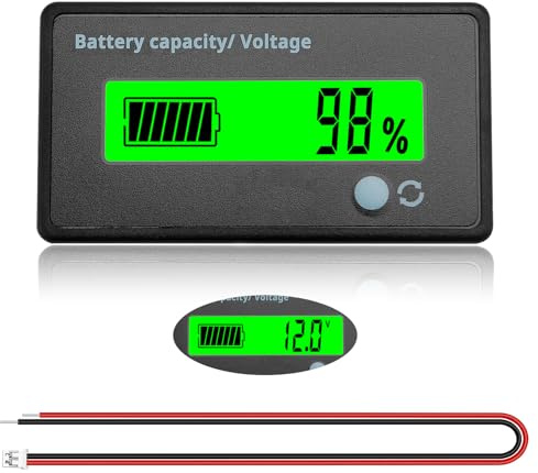VooGenzek Misuratore di Voltmetro Della Capacità Batteria Universale Tester Voltmetro Monitor Batteria al Piombo, Display LCD Misuratore DC 12-48V, Luce Verde