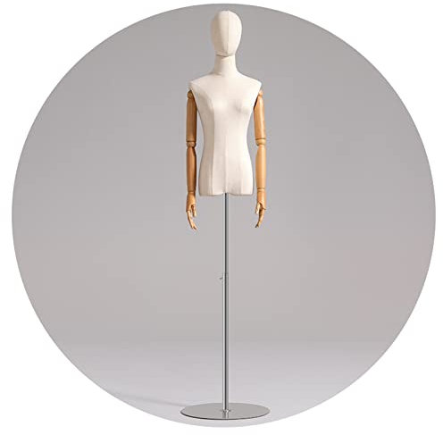 Weiblicher Schaufensterpuppen-Torso-Körper, Schneider-Kleiderbüsten mit Massivholzarm, 140–200 cm höhenverstellbares Bekleidungsgeschäfts-Attrappenmodell, 8 Größen