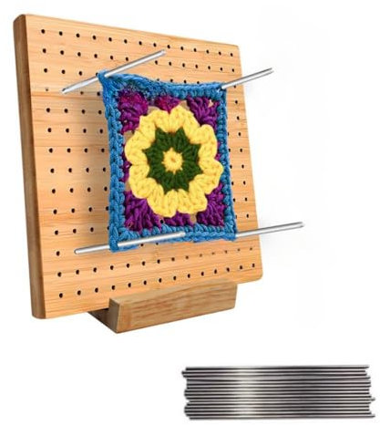 20 cm große Häkel-Blockierplatte aus Holz, Häkel-Blockierbrett und 20 Nadeln, für Häkel- und Strickprojekte, Häkelrahmen-Blockiermatten, Geschenke für Mütter, Oma (20 cm)