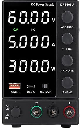 Fyearfly 300 W DC Einstellbares Netzteil, Spannung, Strom, Variabel, 0–60 V, 0–5 A, Ausgangs-Encoder, LED-Anzeige, DIY-Netzteil, Für Elektronische Tests(EU)