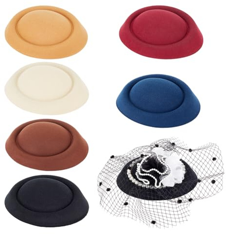 AHANDMAKER 6 Farben Fascinator-Hüte Für Frauen, Tropfenförmige Fascinator-Hutbasis, Eva-Molinery-Basis, Cocktail-Hüte, Tea-Party-Hüte Für Die Herstellung von Partys, Hochzeiten