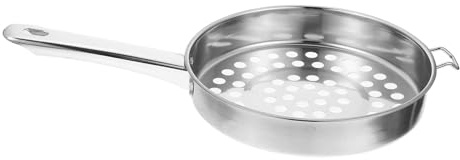 CIYODO Cuillère givrée à fond plat en acier inoxydable avec grands trous - Filtre multifonction pour cuisson de boulettes et friture - Poignée ergonomique pour une utilisation sûre et facile