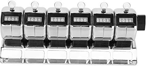 XTevu Mechanischer Zählzähler aus Metall, manueller Clicker-Ziffer, verbunden, 6 Einheiten, Edelstahl-Tally-Counter-Clicker für Coaching, Stricken, Schoß, Sport, Reihe,