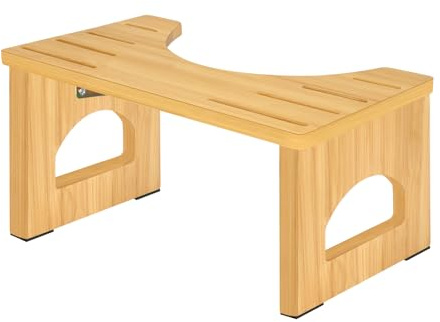 Tabouret de Toilette Physiologique Pliable en Bois - Forme de C Résistant à 35 Degrés (Couleur Originale)