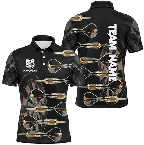 vhasport Personalisierte Gold-Schwarz Darts Pfeile 3D Gedruckte Herren & Damen Dartshirts Individuelle Einzigartige Dart Team Trikots T1539
