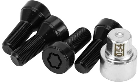 HEROFFIX 1 Set Dado Di Schermaggio Ruota Antifurto Per BMW #054 | Materiale Acciaio Legato, Argento E Nero, Altezza 36mm, Bullone M14x1.25, Per BMW, Rimuove E Scherma Bullone Ruota.