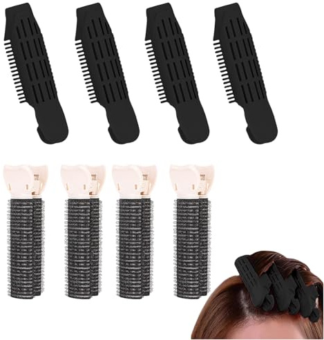 Yeomju 8 Stück Volumen Haar Clips, Ansatz Volumen Clips Haar Lockenwickler Air Curler Wurzelspangen Für Haarvolumen Flauschige Haarvolumizer Clips Locken Clips (Schwarz)