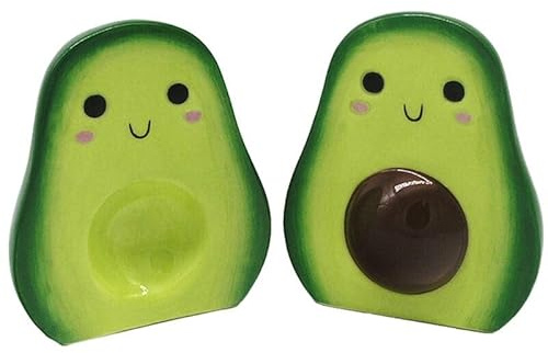 JMS we create smile - Avocado Shaped Ceramic Salt & Pepper Shakers Pots Gift Set for Home Kitchen Dining Table Decor