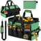Borsa porta Attrezzi da Lavoro,16 Pollici Borsa Elettricista per Uomo,Borsa per Attrezzi da Lavoro Resistente con 27 Tasche,Borsa Portautensili a Bocca Larga per Papà,Meccanico,Elettricista,Nero Verde