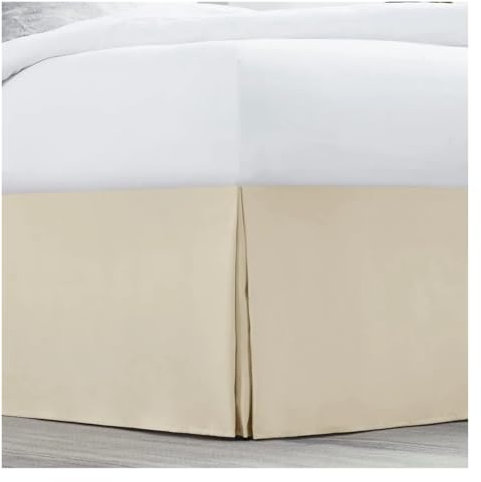 Cmis Kbei Cache-sommier plissé sur mesure en tissu résistant au rétrécissement et à la décoloration - 35,6 cm de hauteur (sans plate-forme) (beige, 160 x 200 x 35 cm)