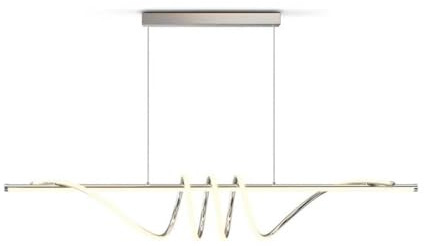 Moderne LED Esstisch Pendelleuchte, 3000K/4000K/6000K 10%–100% Farbtemperatur Lampe Hängend, Dimmbar mit Fernbedienung Hängelampe für Küche, Wohnzimmer, Esszimmer, Schlafzimmer- Chrome Silber 150CM