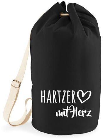 Huuraa Seesack Hartzer mit Herz 20 Liter Black Baumwolle Rucksack Geschenkidee