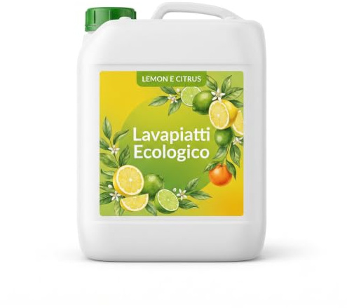 LEMAG Lavapiatti Ecologico Concentrato 5L Ricarica — Detersivo Piatti Biodegradabile >90% | 5L Rendono come 10L, Ne Basta Poco | Dermatologicamente Testato, Senza Parabeni | Made in Italy