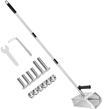 MWZBTG Paleta para Detector De Metales | Pala Cernidora de | Rastrillo Antiadherente De Acero Inoxidable con Mango Largo para Tamizar Y Buscar Tesoros