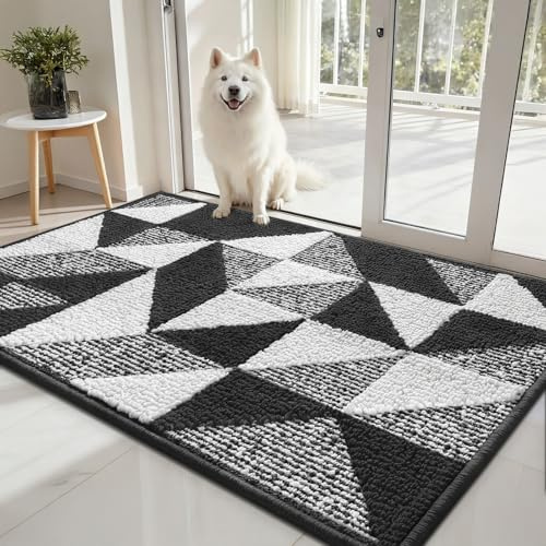 Sour Lemon Fußmatte 80x120cm – rutschfeste & Waschbare Schmutzfangmatte – Dreiecksmuster Hochsaugfähige Türmatte für Innen und Außen,Eingang & Haustür,Hund,Küche,Patio, Flur, Garten