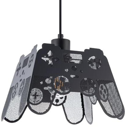 Modern Matte Black Game Controller Pendant Light Shade with Laser Cut Holes | 17cm x 23cm | Perfect Room Addition for Any Gaming Fan by Happy Homewares