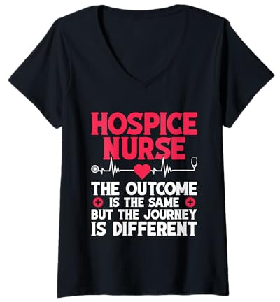 Donna Hospice Infermiera Apprezzamento Viaggio registrato Infermiera Hospice Maglietta con Collo a V