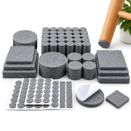 Modernera Felt Furniture Pads - 255 PCS Grey, Self Adhesive Floor Protectors - Anti Scratch Felt Pads for Chair Legs & Furniture Feet - Heavy Duty Floor Protection