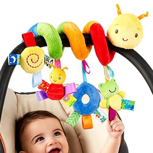 Veruydita Jouet Suspendu pour Poussette bébé - Version Mise à Jour - Spiral Amusant et éducatif pour Nourrissons 0-12 Mois - Hochet Peluche sensoriel - Idéal pour siège-Auto, Berceau, éveil sensoriel