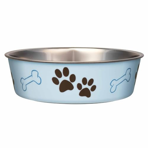 Loving Pets Bella Dog Bowls- Stainless Steel Dog & Cat Bowls - Spill Proof Dog Food Bowl, Cat Bowl, Puppy Essentials & Pet Supplies Great for Home & Travel (Large 35-65 lbs, Murano Blue)