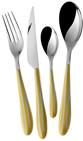BUGATTI ZB6U-013F50 Zebra Ménagère de 24 Pièces Service de Table SAN/Acier Jaune 22 x 8 x 30 cm