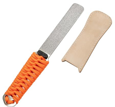 SHARPAL 181N Dual-Grit Diamond Sharpening Stone with Genuine Leather Strop, Tool Sharpener for Sharpening Knife, Garden Shears, Axe and All Blade Edge