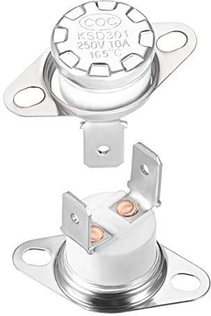 sourcing map 2 Stück KSD301 Thermostat 165°C/329°F 10A Öffner N.C | Schnappscheiben-Temperaturschalter, Einstellung