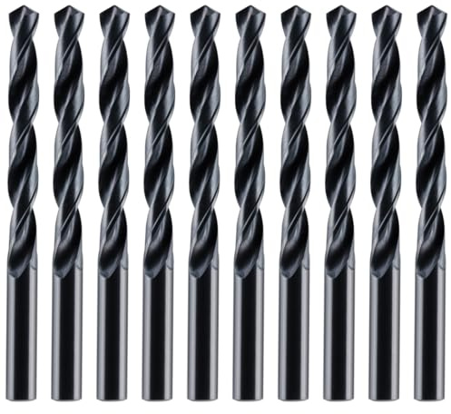 Rennie Tool - Box Of 10 x 4mm HSS Jobber Drill Bits - Black Roll Forged | DIN338 HSS-R 4mm Drill Bits For Carbon + Alloy Steel, Plastics & Wood (4mm x 75mm (5/32))