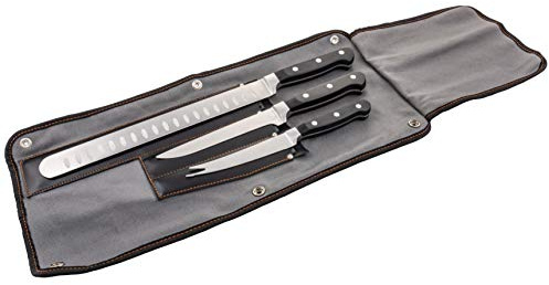 Oklahoma Joe’s Blacksmith 3‑Piece BBQ Knife Set – Full‑Tang Meat Knives with Riveted Handles & Storage Roll