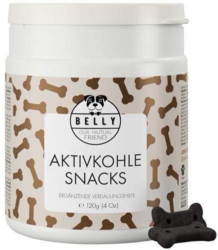 Belly® Snack de Carbon Activado Perros -100gr- Mejora la Digestión y Absorbe Toxinas - Reduce los Gases Malolientes - Chuches para Perros con Vitaminas y Antioxidantes
