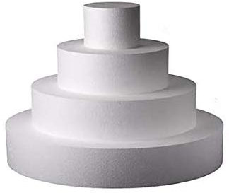 Kit basi Torta 4 Forme circolari in polistirolo per Cake Design, Altezza 10cm basi 10cm, 20cm, 30cm e 40cm