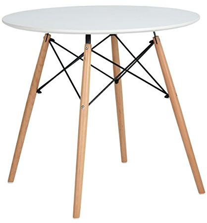 LiePu Esstisch Rund Küchentisch Konferenztisch Skandinavisch, MDF Klein Esszimmertisch mit Holzbeine für 2-4 Personen, HxD:75 x 80 cm,Weiß